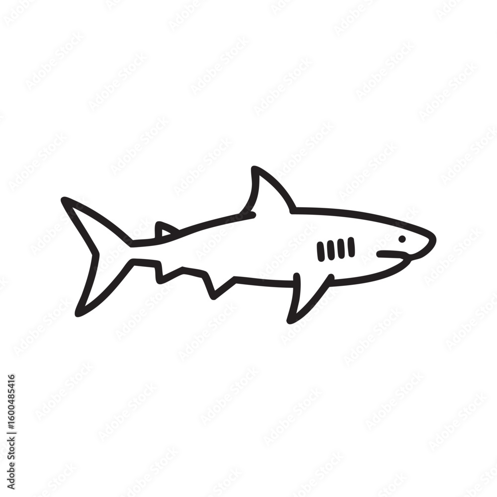 Naklejka premium Iconic shark silhouette for marine biology design project