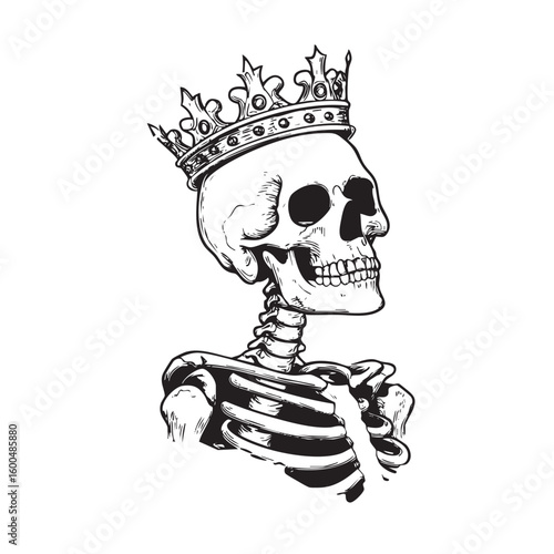 Regal skeleton wearing a crown for Halloween decoration ideas