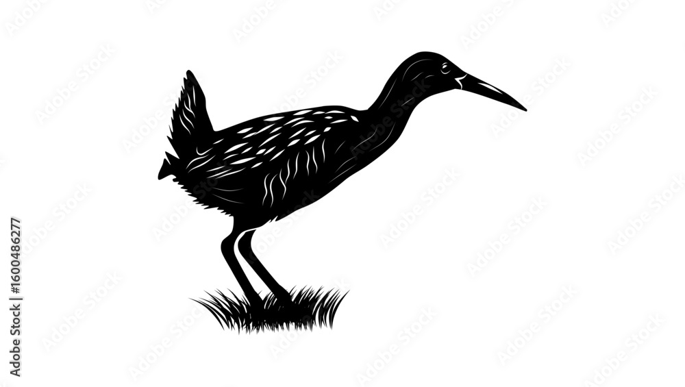 Obraz premium Mangrove Rail bird, black isolated silhouette