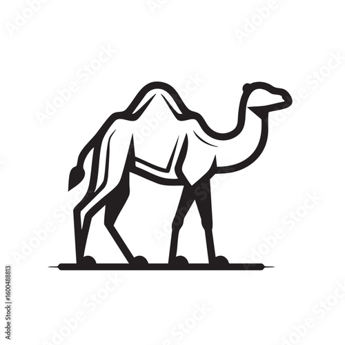 Iconic camel silhouette design for travel and exploration themes