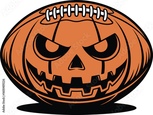 Spooky football pumpkin face jack o lantern halloween