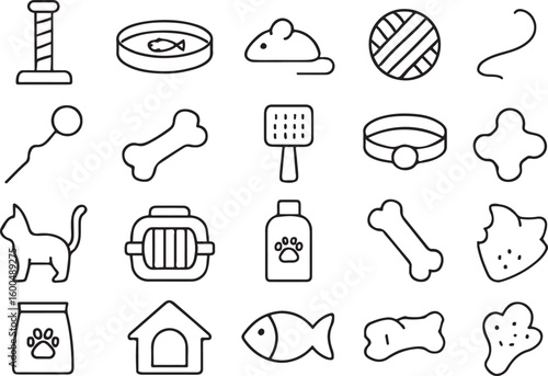 Pet care essentials and toys collection animal