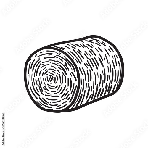 Illustration of a hay bale in rural setting for agricultural design
