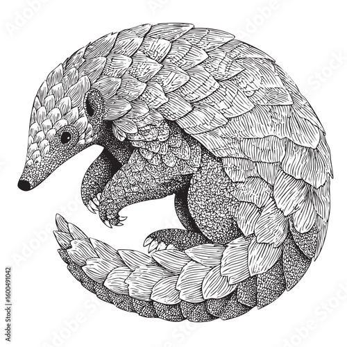 Creative design of a pangolin showcasing detailed line art features