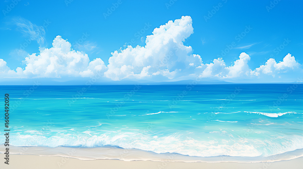 Obraz premium ワイドな画角の海のイラスト素材