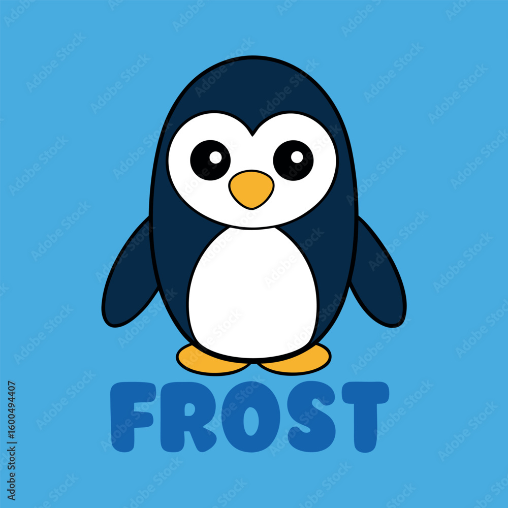 Obraz premium Frosty penguin in chilly winter atmosphere artwork style colour Art Vector illustration