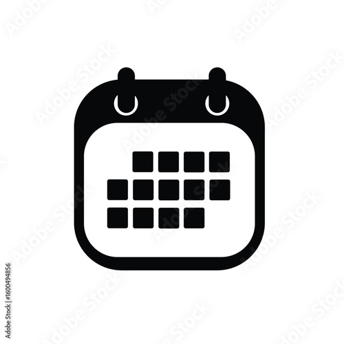 Minimalist Black Calendar Icon: Simple Appointment Scheduling Graphic, Calendar icon template color editable. Calender on the wall symbol vector sign isolated on white background. Simple logo vector.