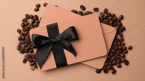 Gift Cards with Black Bow on Coffee Beans