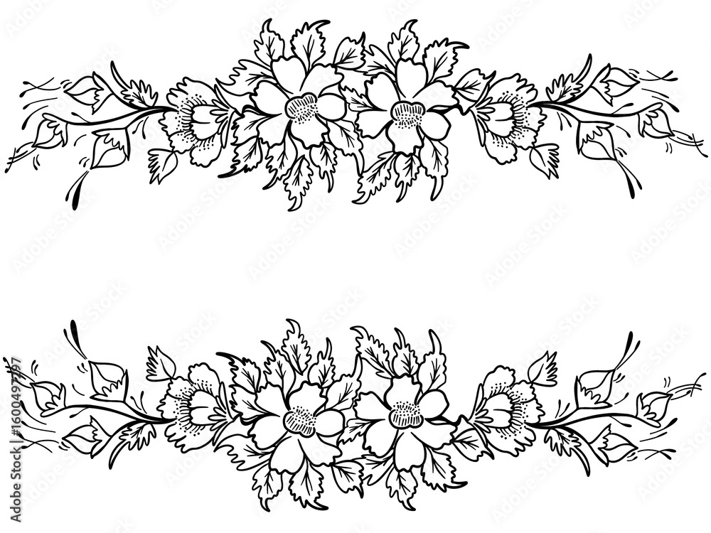 Fototapeta premium Peony line art featuring black and white floral bouquets flower coloring designs and hand drawn botanical illustrations suitable for coloring pages | Handmade Floral Line Art Design 