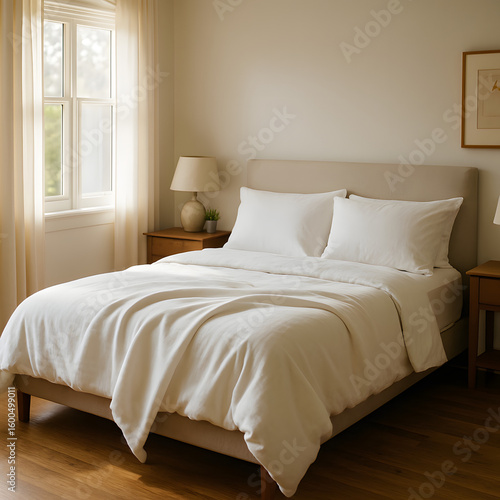 White bedroom interior.
