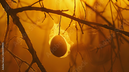 yellow colour mango on the tree in the sunset