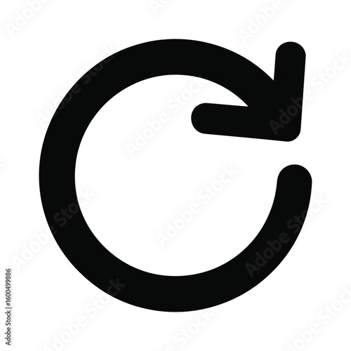 Black circular arrow icon on white background with rounded corners refresh reload
