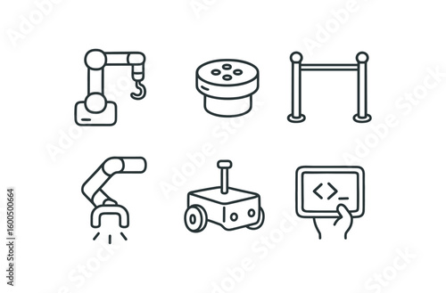 hand drawn cute out doodle style isolated collaborative robot payload arm collaborative robot force sensor collaborative robot safety rail collaborative robot magnetic gripper collaborative