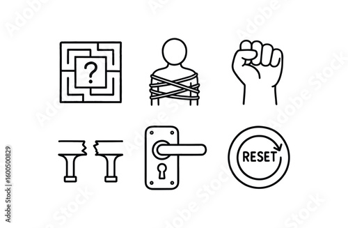 hand drawn cute out doodle style isolated helplessness solution maze helplessness binding ropes helplessness closed fist model helplessness broken bridge schematic helplessness deadlock