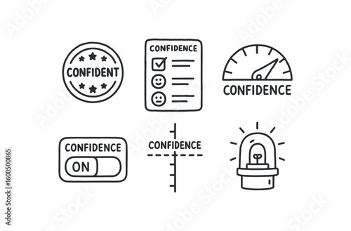 hand drawn cute out doodle style isolated confidence voting sticker confidence survey form confidence level indicator confidence activation switch confidence threshold marker confidence