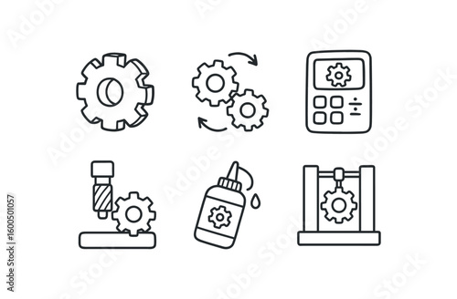 hand drawn cute out doodle style isolated gear tooth cutter gear meshing diagram gear ratio calculator gear hobbing tool gear lubricant applicator gear alignment jig