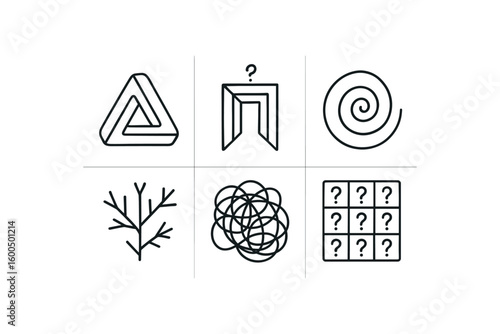 hand drawn cute out doodle style isolated confusion parado loop confusion mirror maze confusion spiral heli confusion fractal branch confusion disarray cluster confusion riddle matri