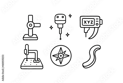 hand drawn cute out doodle style isolated coordinate pivot joint coordinate capture sensor coordinate calculation engine coordinate alignment jig coordinate reference compass coordinate