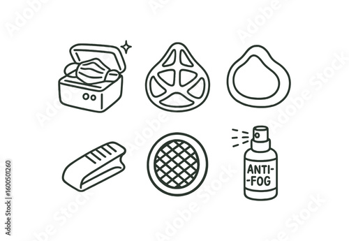 hand drawn cute out doodle style isolated mask UV sanitizer chamber mask mold fitting frame mask silicone r pad mask adjustable nose clip mask voice diaphragm mesh mask anti fog coating