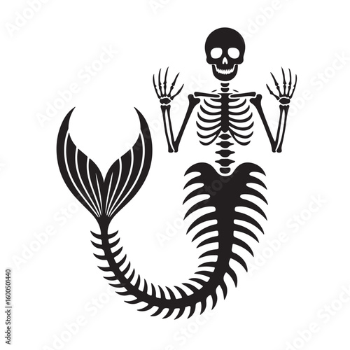 Black tribal tattoo design of a skull and crossbones vector illustration with eye and leaf patterns