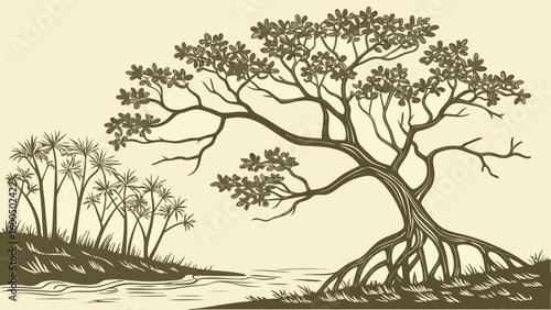 Adobe Mangrove Branches Forming Lungs of the Earth – Climate and Environmental Conservation VectorIllustrator Artwork