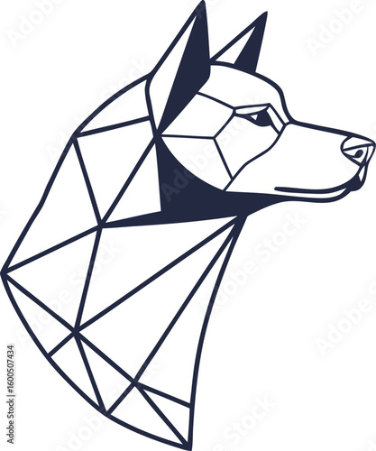dog head, realistic, black and white illustration, digital art, high detail, precise lines, sharp contrast
