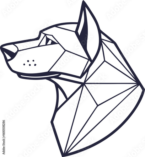 dog head, realistic, black and white illustration, digital art, high detail, precise lines, sharp contrast
