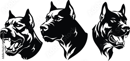 dog head, realistic, black and white illustration, digital art, high detail, precise lines, sharp contrast
