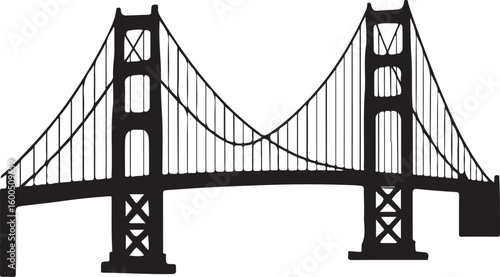Golden gate bridge black silhouette vector, bridge isolated
By Vintage Design