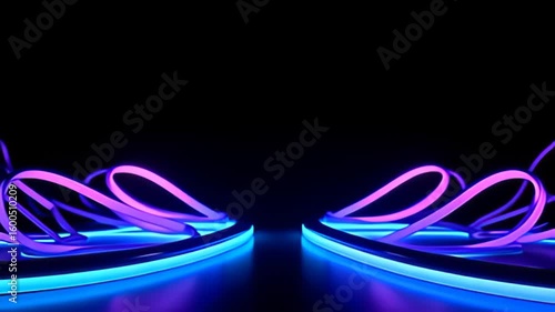 The glow metro perimeter shot twist indiana rhythmical stream enclose the looker indiana ampere impress expose of glow cyan and purple purpleness hues, create an cartoonish dancing of beam