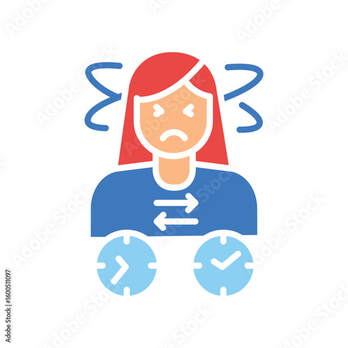 jet lag crew color flat icon.