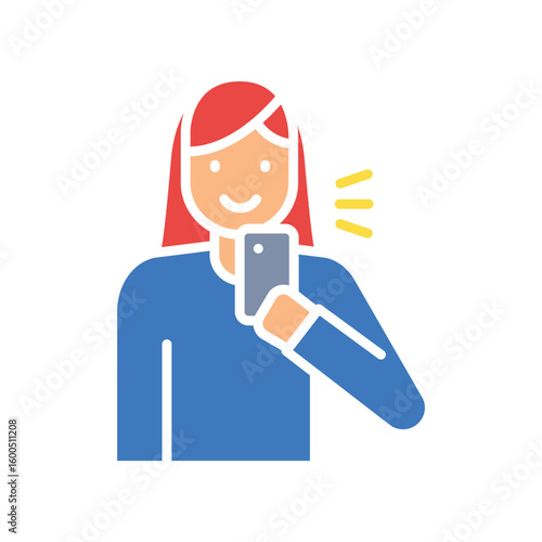 selfie color flat icon.