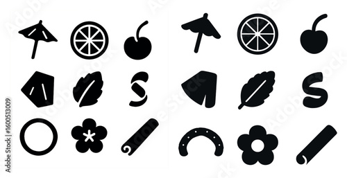 Food and beverage icons set – silhouette, solid, culinary and kitchen elements