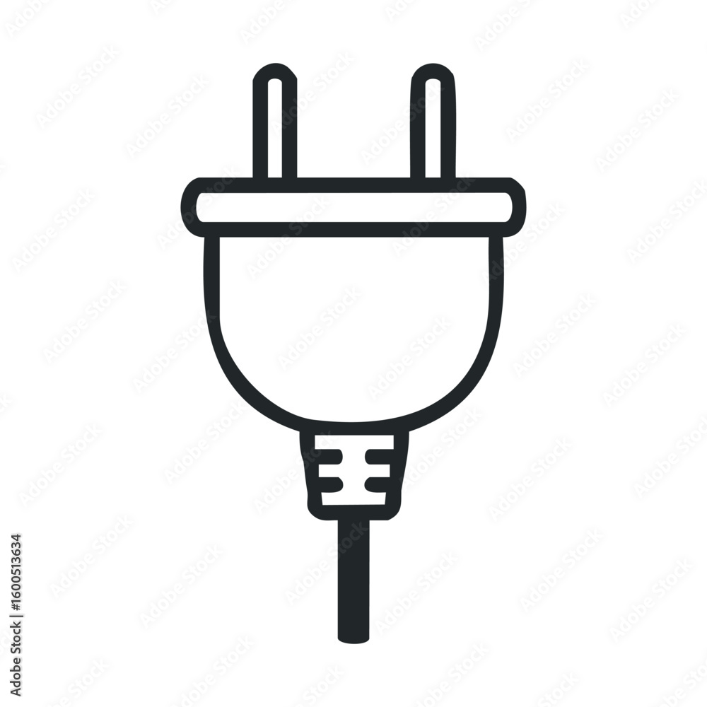 Black and white electric plug icon on white background Black and white electric plug icon on white background