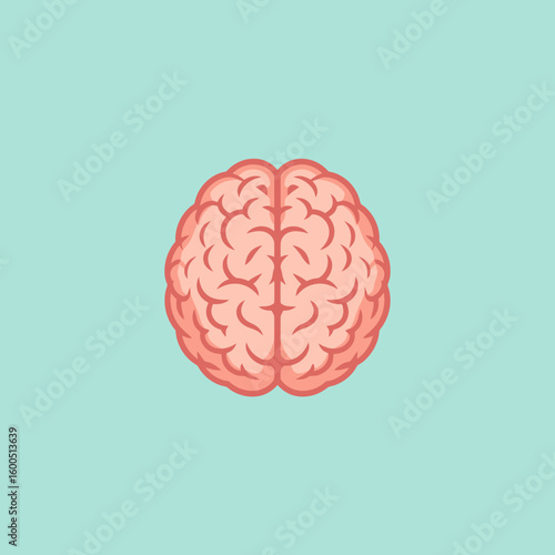 Illustration of a human brain on light blue background representing intelligence learning and cognitive function for educational purposes