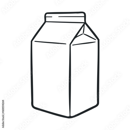 Minimalist black and white milk carton outline illustration