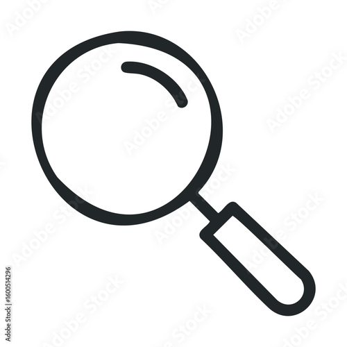 Simple black magnifying glass icon on white background
