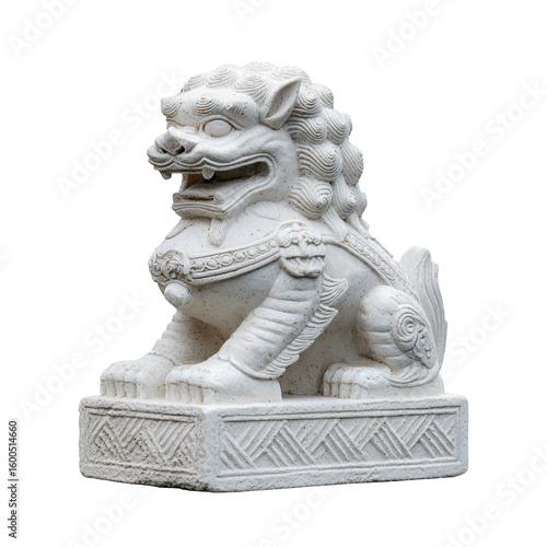 Wallpaper Mural Majestic white stone Foo Dog (guardian lion) statue, symbolizing protection, prosperity, and traditional Chinese cultural heritage, perfect for decorative or spiritual displays.
 Torontodigital.ca