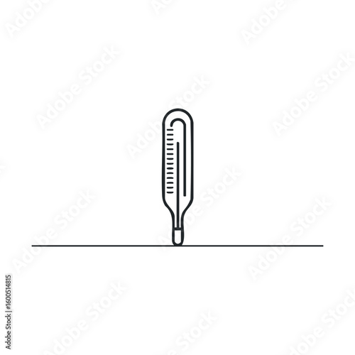 Minimalist black and white thermometer illustration with celsius scale