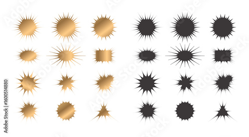 Cartoon style text box borders, Speech bubble in a comic style art illustration available in two color tones: gold and black.