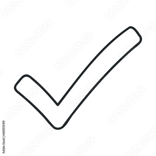 Simple black and white check mark icon on a white background