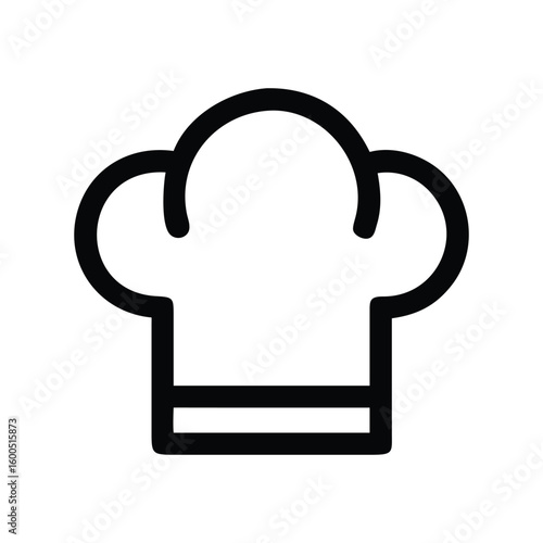 Chef's Hat Icon: Culinary Symbol Black Outline