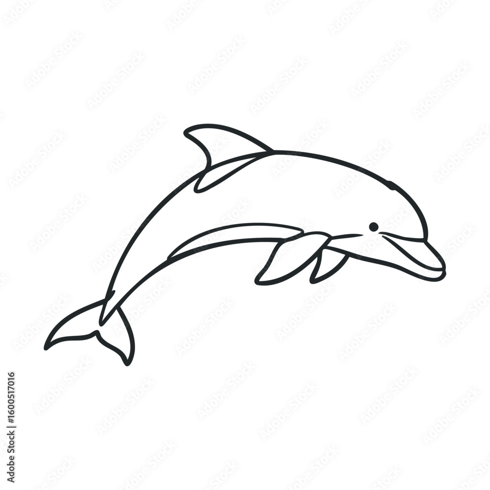 Naklejka premium Minimalist dolphin line art illustration with clean design and smooth curves