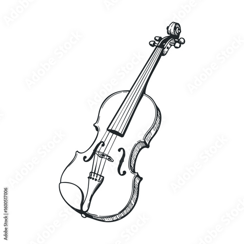 Hand-drawn sketch of classic cello with elegant details