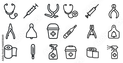 Medical and healthcare icons set – outline, linear, hospital and clinic symbols