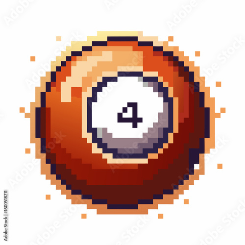 Retro pixel art magic eight ball with number eight in center nostalgic gaming icon, pixelated fortune telling concept