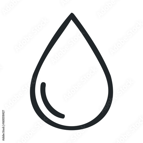 Simple black teardrop water droplet icon on white background