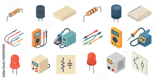 Electronics isometric icons set – gadgets, devices, tech essentials for design
