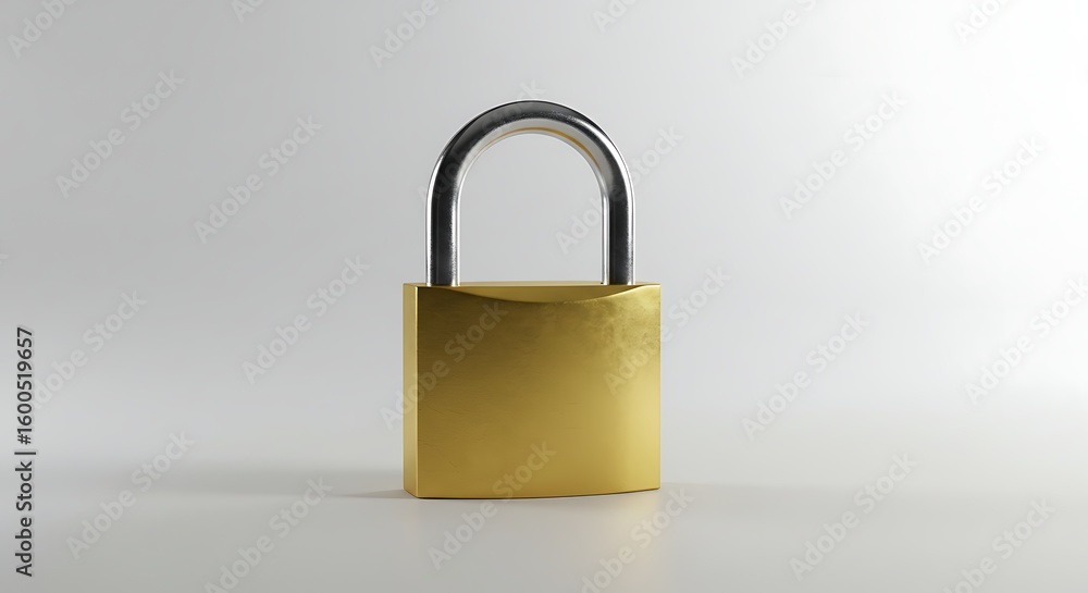 Fototapeta premium Golden Padlock on Gradient Gray Background Symbolizing Security and Safety variation 3