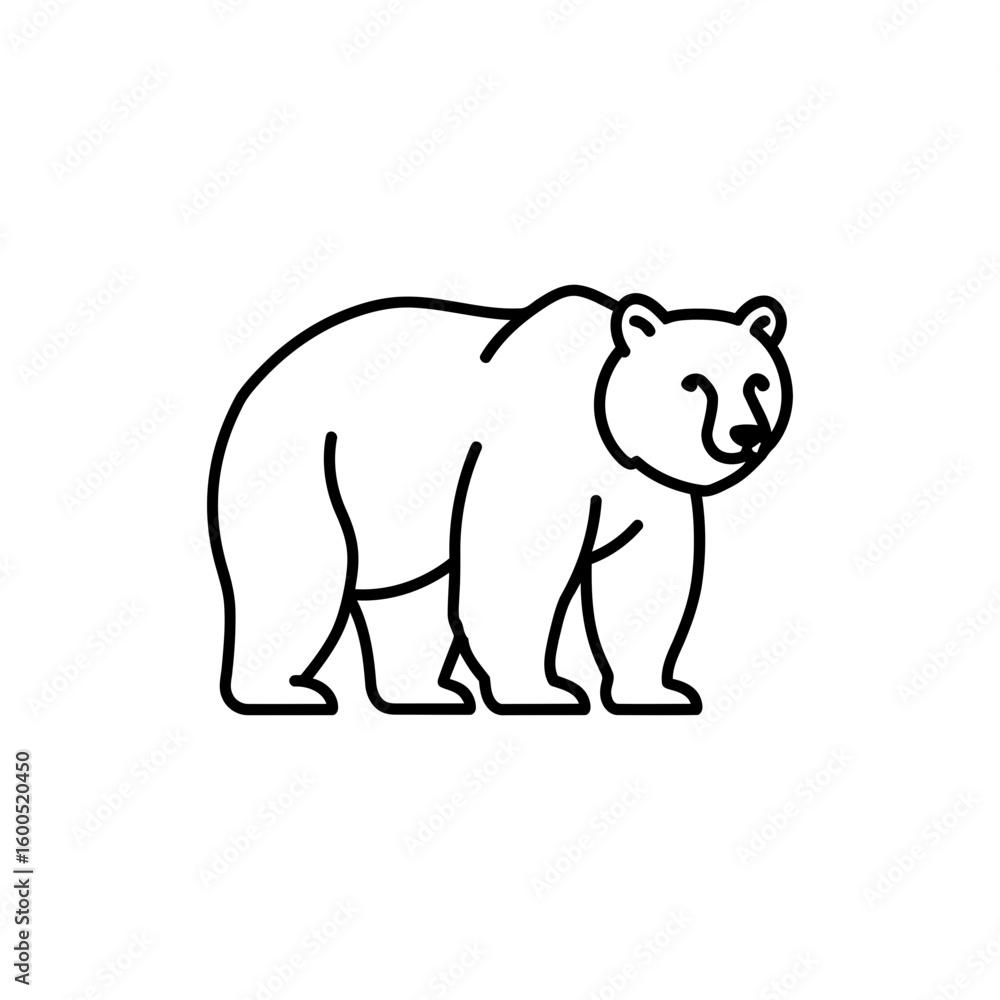 Fototapeta premium Minimal line drawing of standing bear on hind legs